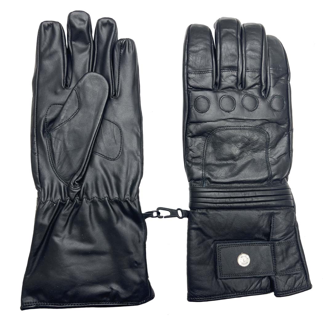 Perrini Winter Motorcycle Leather Riding Biker Gloves Black