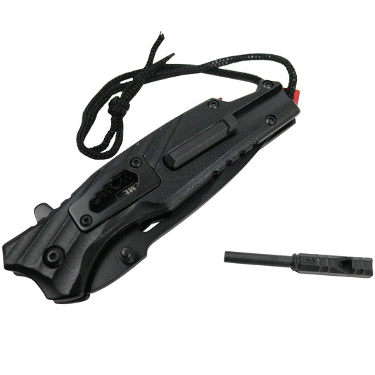 Defender-Xtreme All Black 8" Spring Assisted Folding Knife 3CR13 Stainless Steel