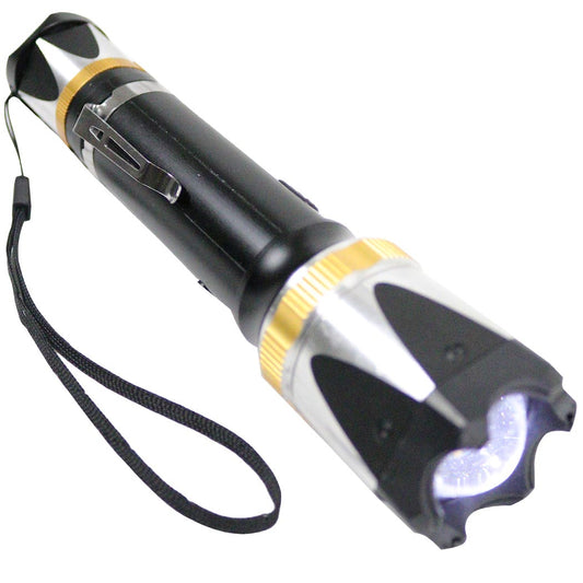 Defender Silver Gold Trim Tactical 10 Million LED Light Stun Gun