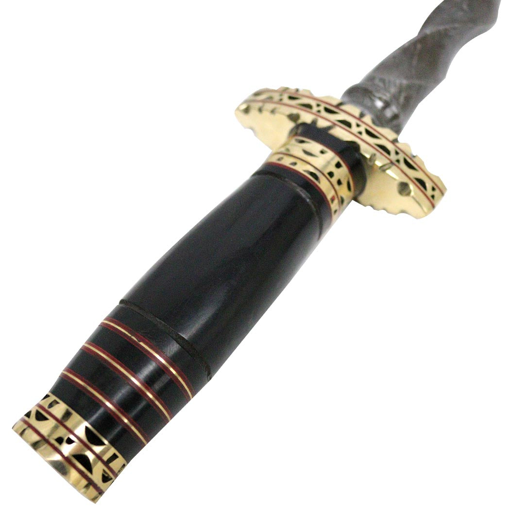 10.5" Custom Handmade Damascus Steel Kris Blade Dagger Knife Leather Pouch Black
