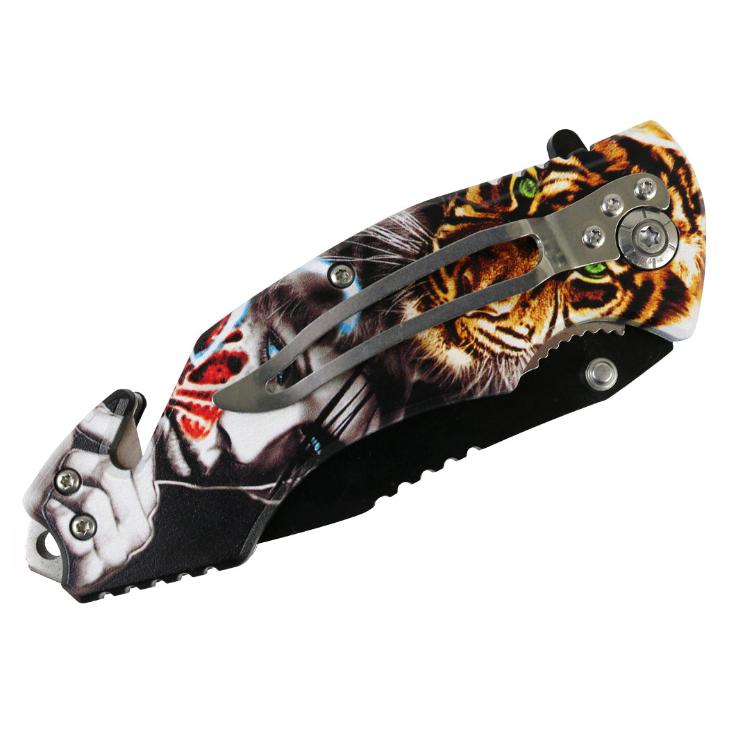 Defender-Xtreme 8" Lioness Lady Handle Spring Assisted Folding Knife Belt Cutter