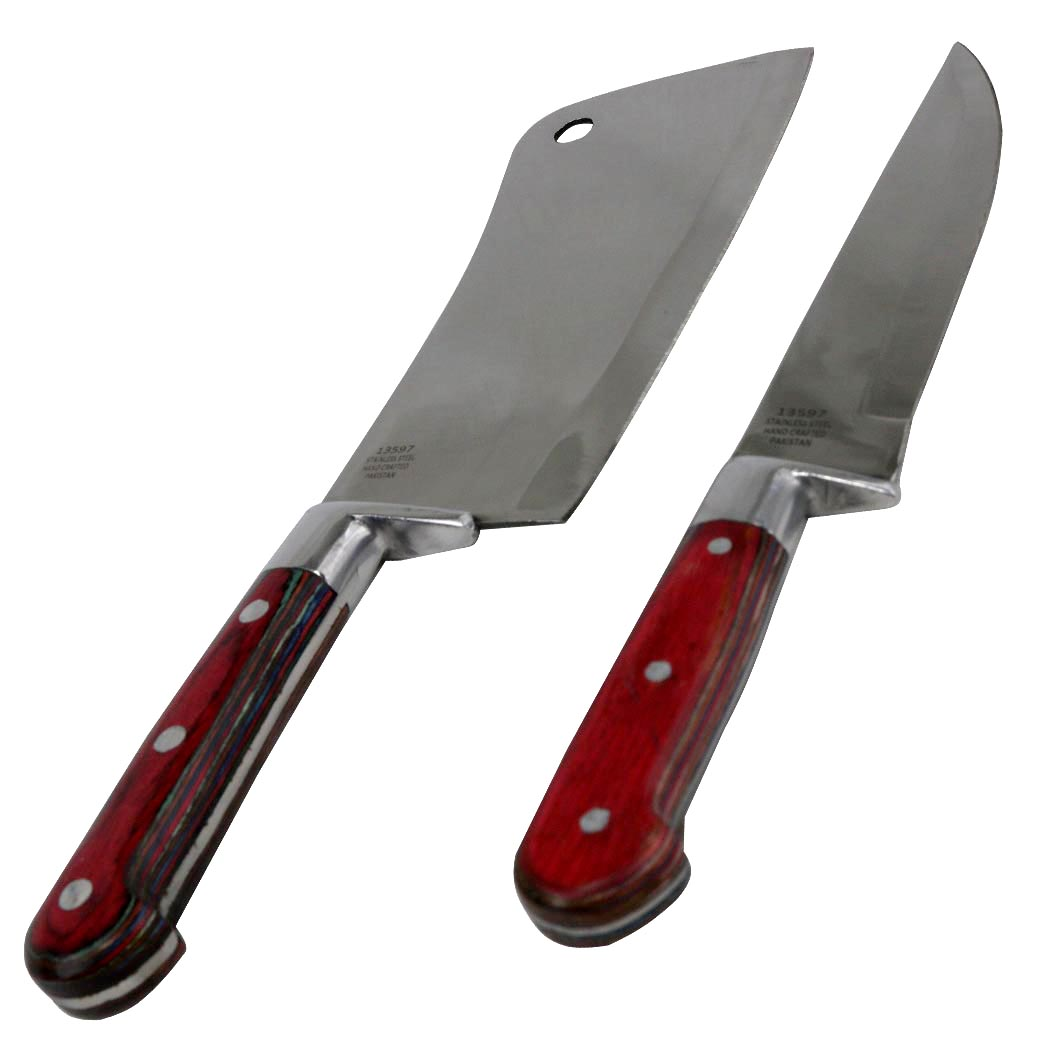 2 PC Chef's Choice Cooking Kitchen Cleaver Knife Set Stainless Steel