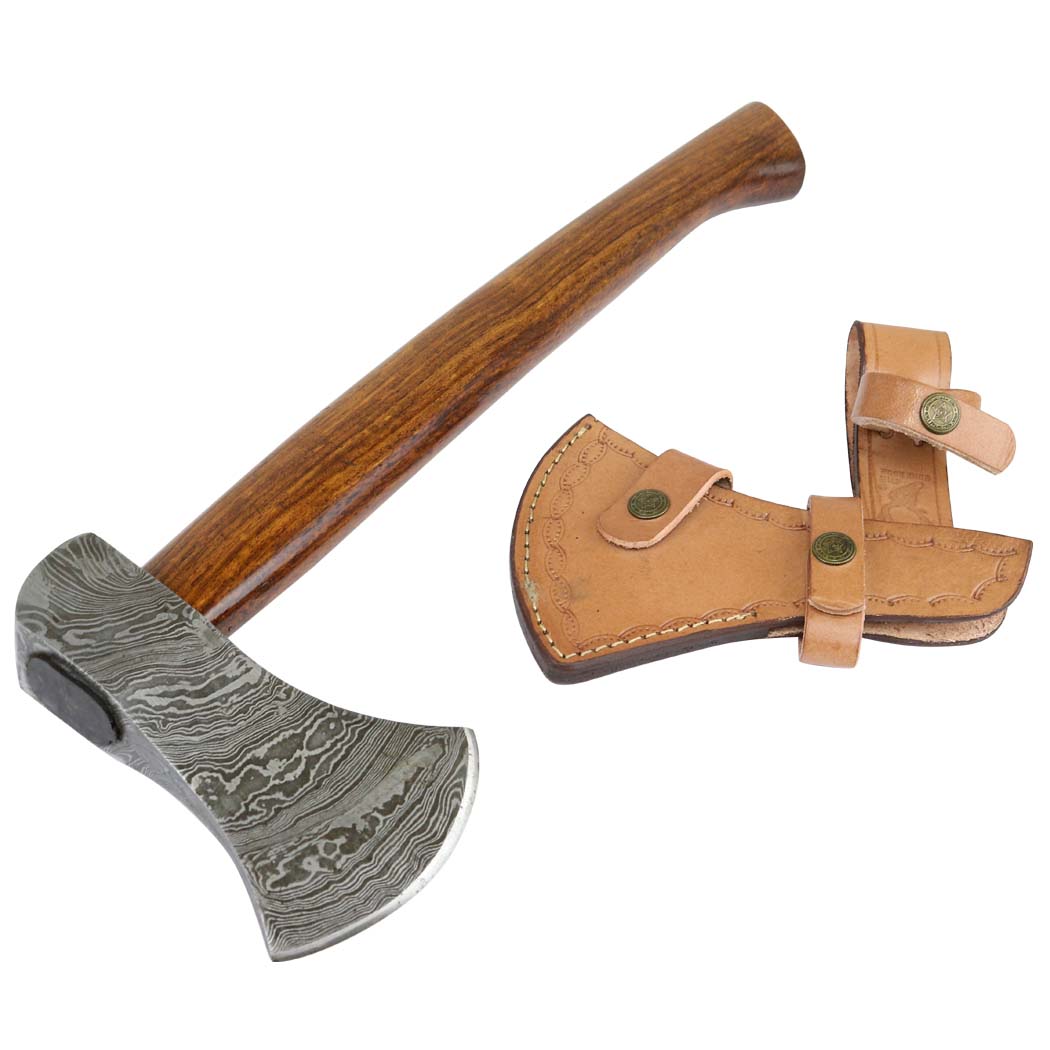 19" Custom Handmade Damascus Steel Throwing Axe Hatchet Wood Handle