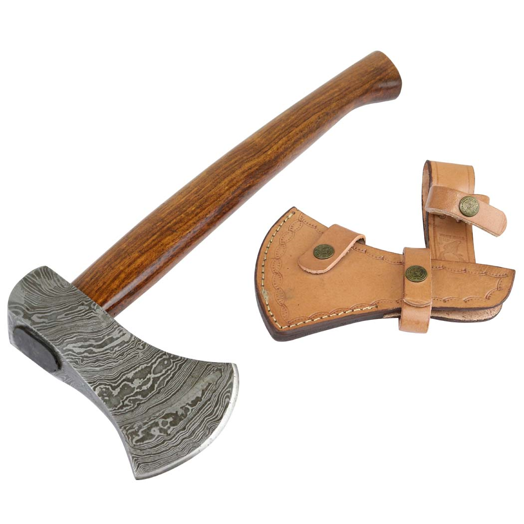 19" Custom Handmade Damascus Steel Throwing Axe Hatchet Wood Handle