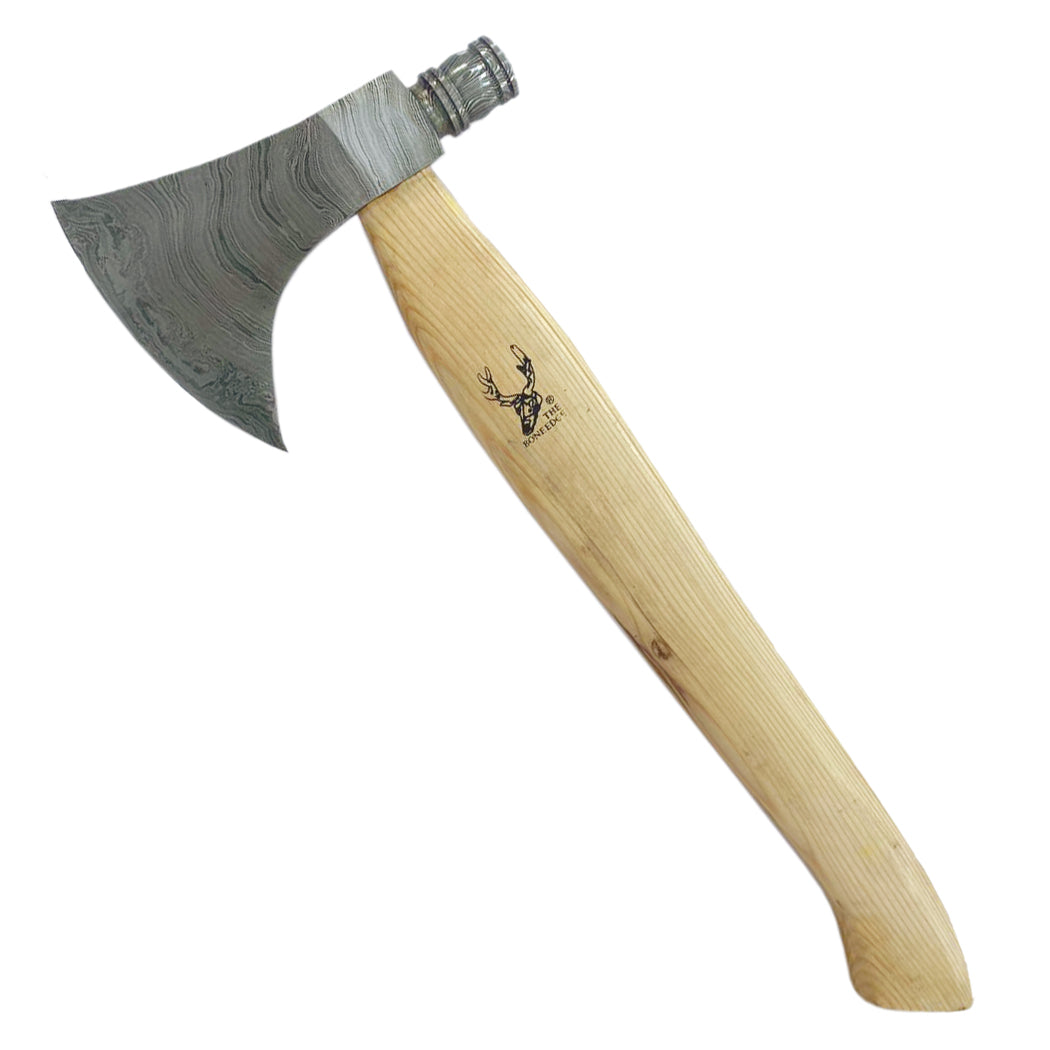 19" Custom Handmade Damascus Steel Wood Handle Throwing Axe Hatchet