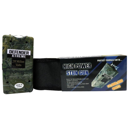 Defender-Xtreme 10 M Green Forest Stun Gun Built-In Flash Light Self Defence