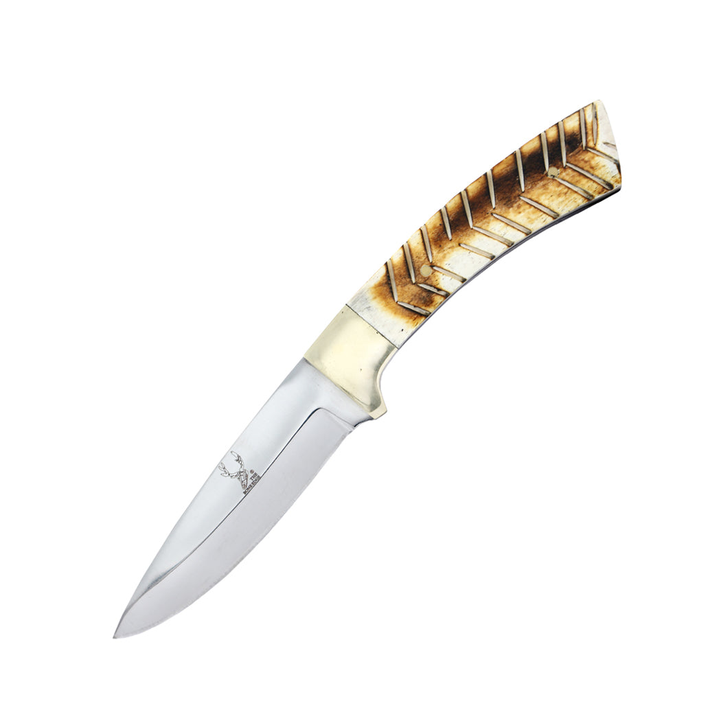TheBoneEdge 7.5" Full Tang Horn Handle Hand Made Hunting Knife With Sheath