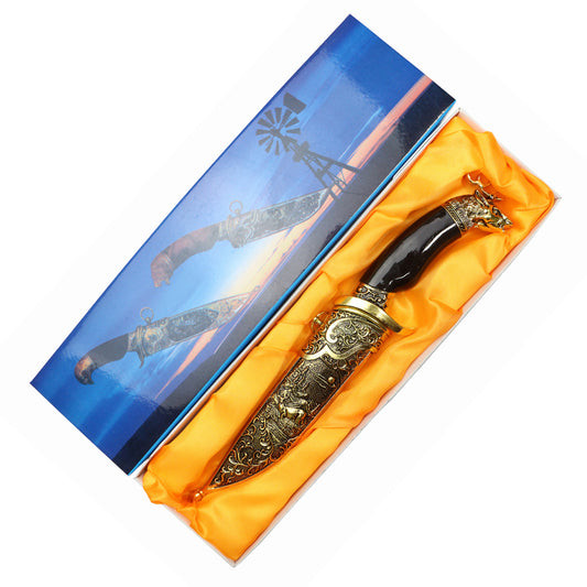 12" Deer Head Black Plastic Handle Stainless Steel Blade Fantasy Dagger