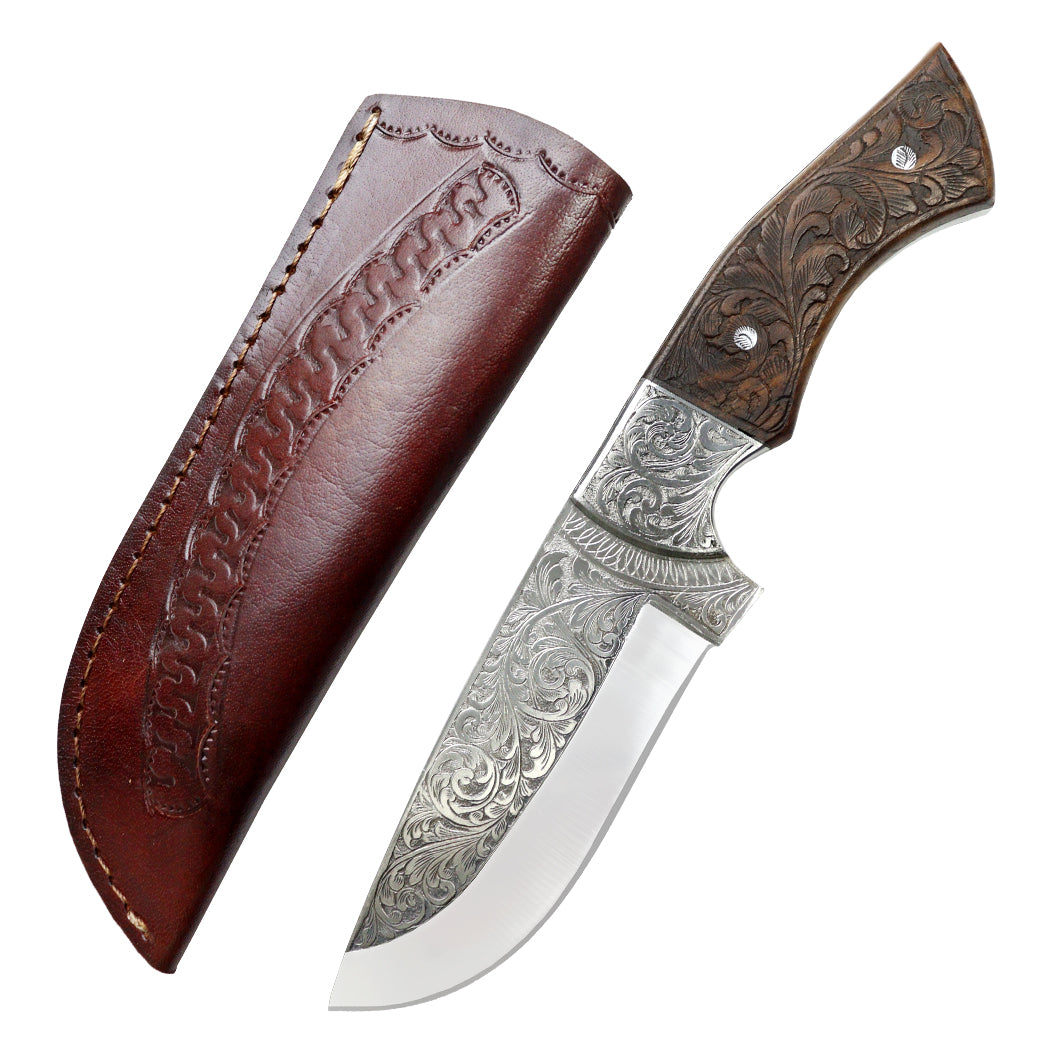 TheBoneEdge 10" Rose Wood Handle Hand Made Tracker Hunting knife