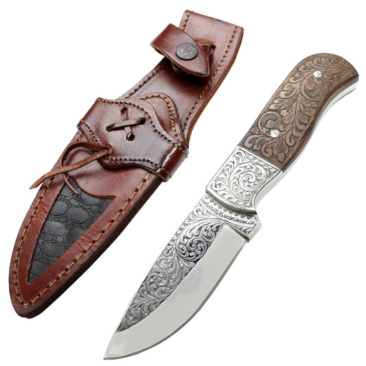 TheBoneEdge 9" Rose Wood Handle Hand Made Tracker Hunting knife