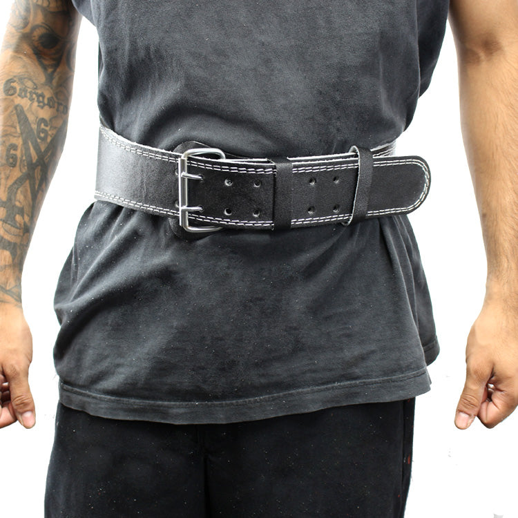 Last Punch 4" Leather Black New Weight Lifting Body Building Belt Gym Fitness