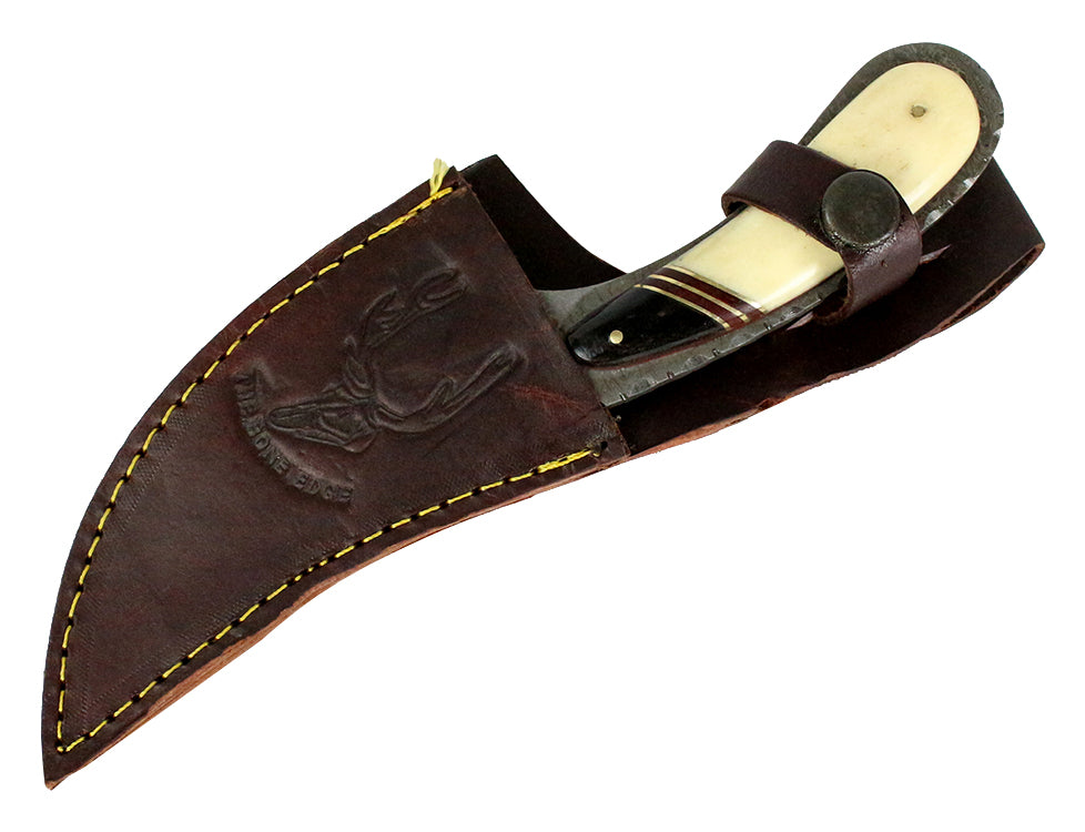 TheBoneEdge 8.5" Damascus Blade Skinner Knife Series Leather Sheath