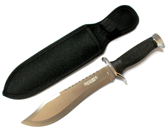 13" Defender Xtreme Serrated Blade Silver & Black Hunting Knife Sheath