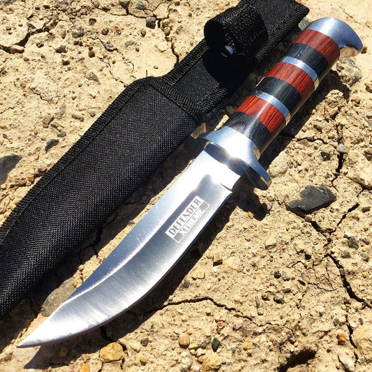 10"  Defender Xtreme Hunting Knife Stainless Steel Blade with Wood Handle