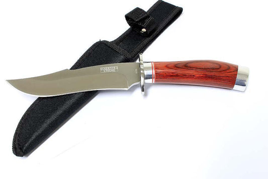 10" Defender Xtreme Hunting Knife Stainless Steel Blade with Wood Handle