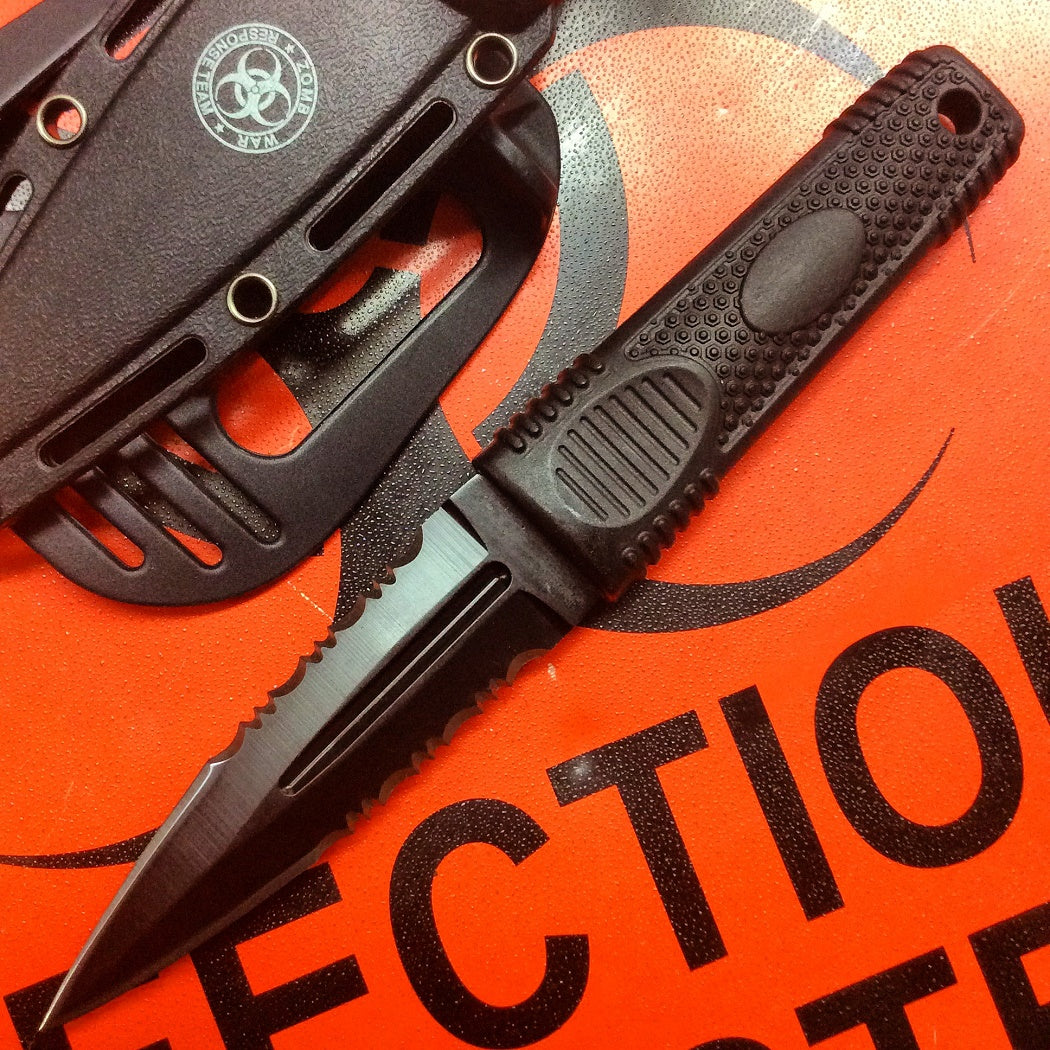 7.75" Zomb-War Black Boot Hunting Knife with Sheath