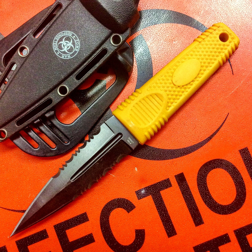 7.75" Zomb-War Orange Boot Hunting Knife with Sheath