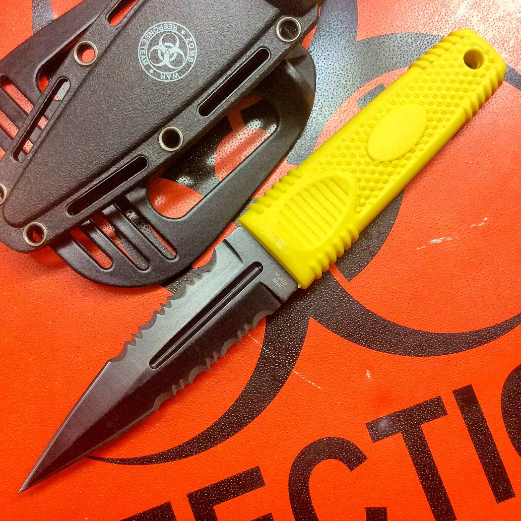 7.75" Zomb-War Yellow Boot Hunting Knife with Sheath
