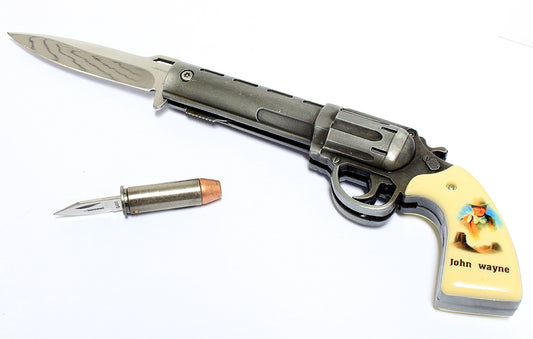 11" Pocket Knife Folding John Wayne Gift Box Gun Knife Collectible