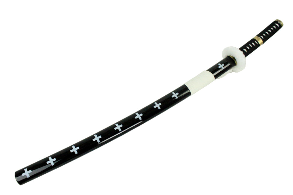 41" Black & White Collectible Katana Samurai Sword with Cross Design Japanese