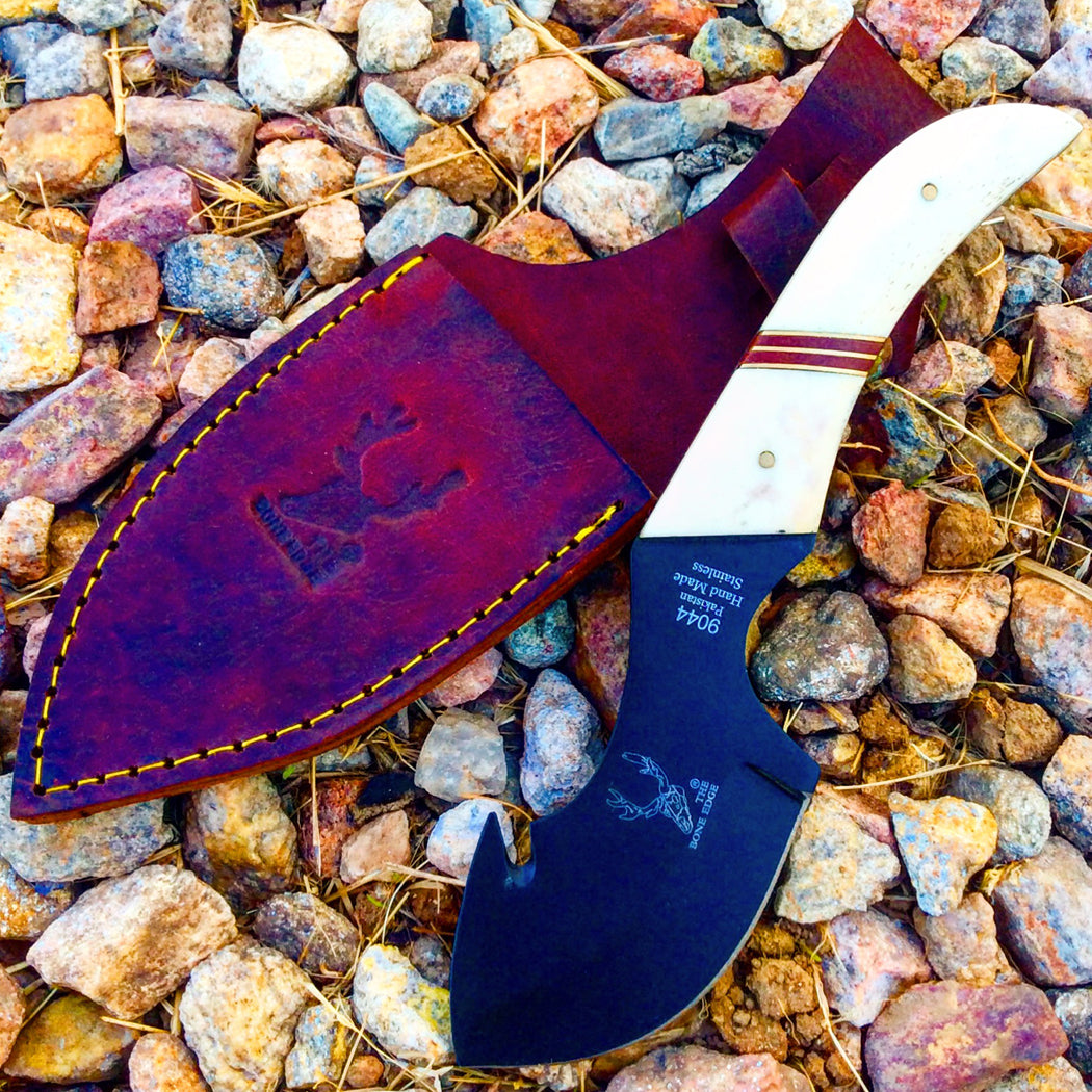 8.5" Skinner Stainless Steel Hunting Knife with Leather Sheath