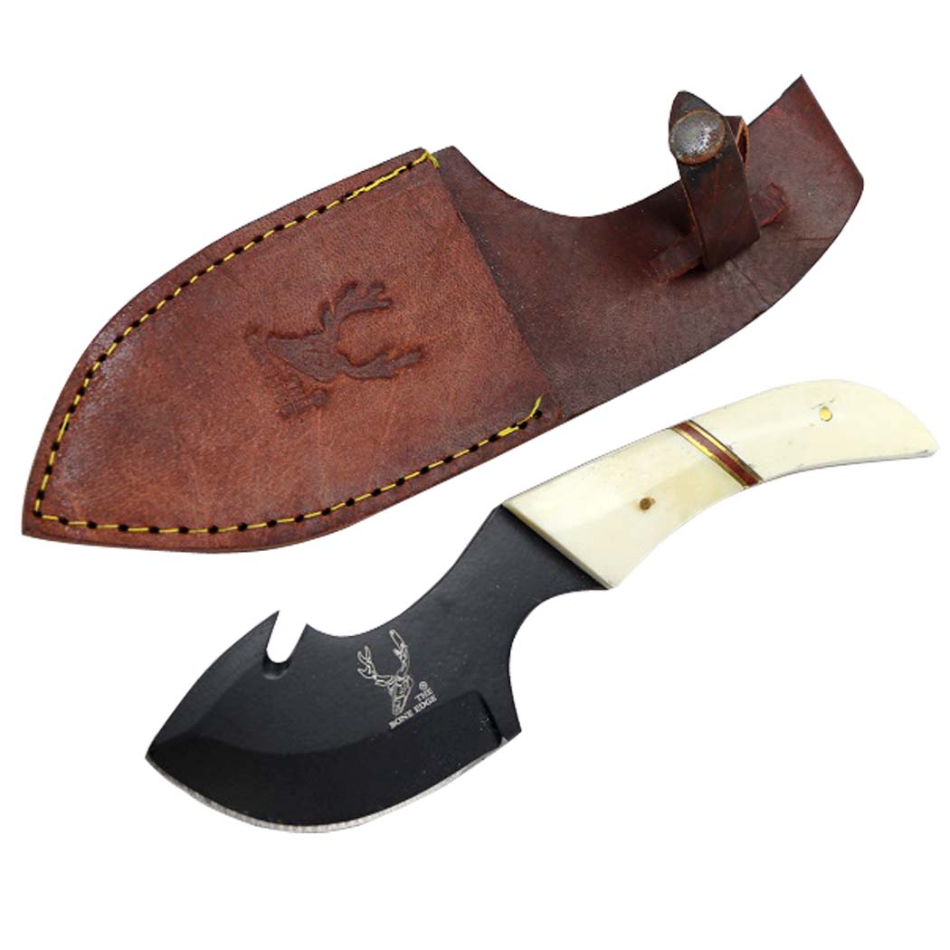 8.5" Skinner Stainless Steel Hunting Knife with Leather Sheath