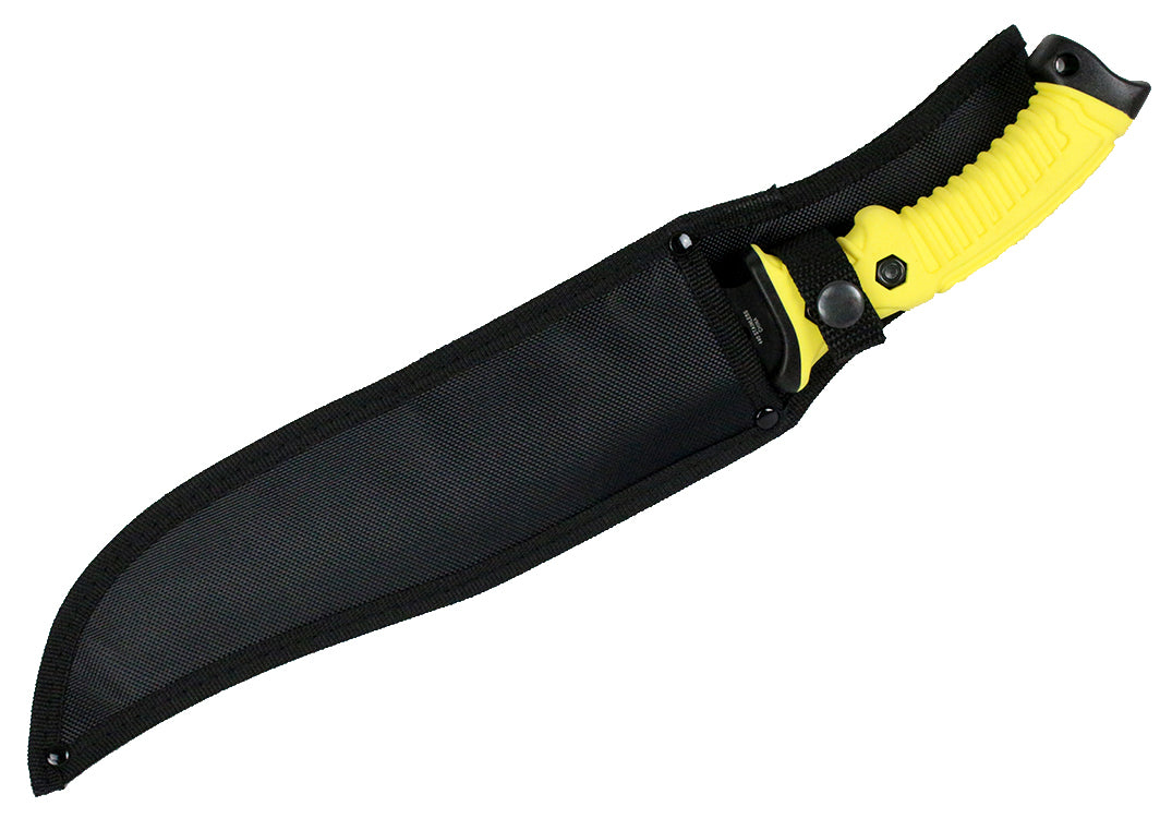 16" Fixed Blade Hunting Knife Straight Camping Outdoor Knives Tactical Yellow /Sheath