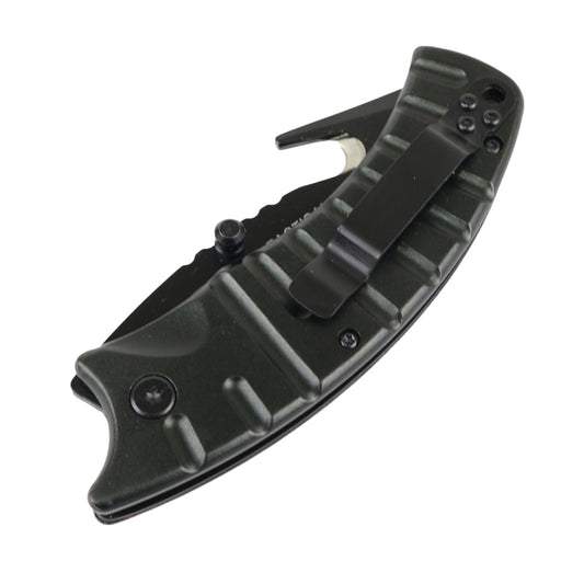 7.5" Defender Xtreme Black Folding Spring Assisted Knife with Belt Clip