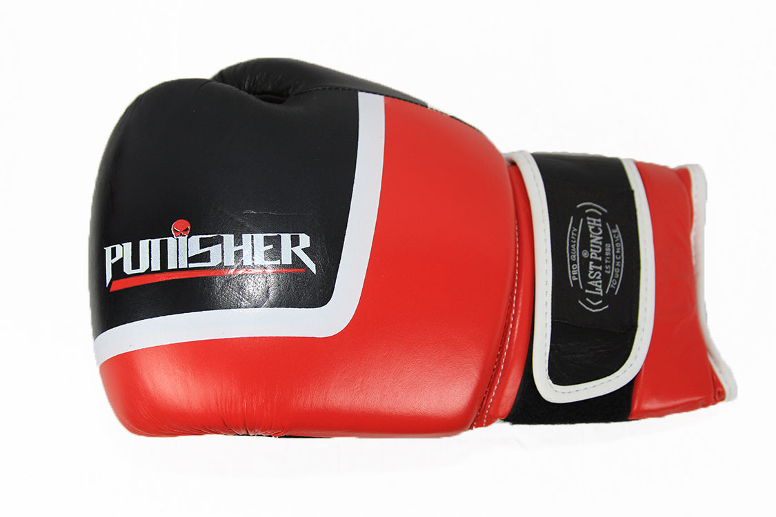 16oz Last Punch Black and Red Punisher Boxing Gloves