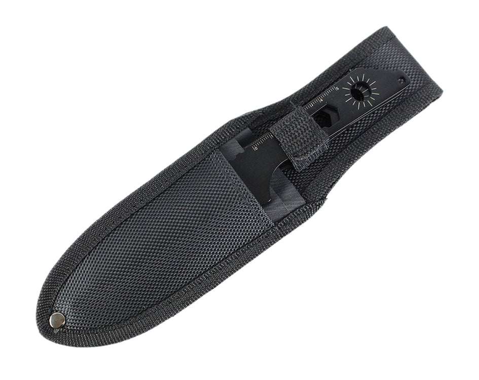 8" Three Piece Hunt Down Black Throwing Knife Set With Fish Hook
