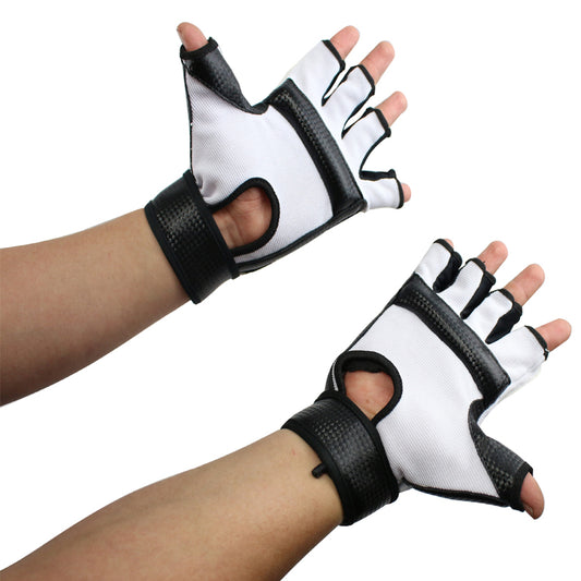 Pair of Last Punch Taekwondo Foot Ankle and Pair of Fingerless Fighting MMA Training Gloves Set