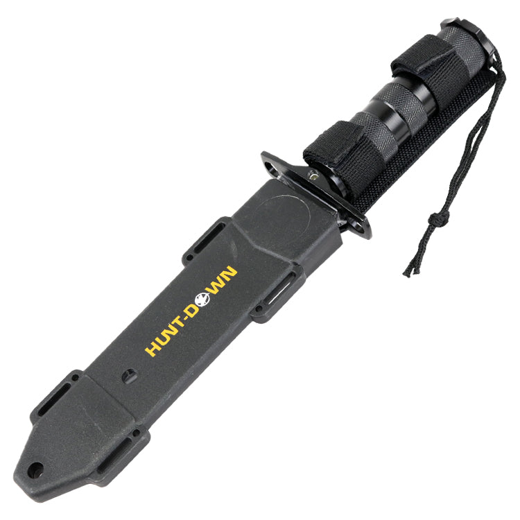12" Hunting Survival Knives Bowie Knife Tactical Camping Fire Starter Kit Hard Sheath - Black DropPoint