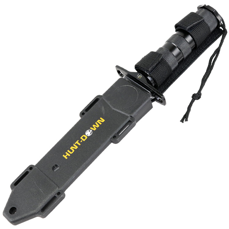 12" Hunting Survival Knives Bowie Knife Tactical Camping Fire Starter Kit Hard Sheath - Black Tanto
