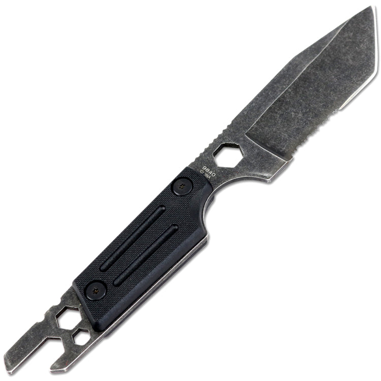 9.5" Full Tang Tactical Survival Hunting Knife with Fire Starter Multi Tool Handle Sheath - StoneWash