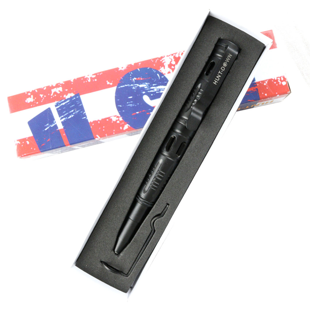 Hunt-Down New Powerful 6" Black Tactical Pen For Self Defence with Glass Breaker