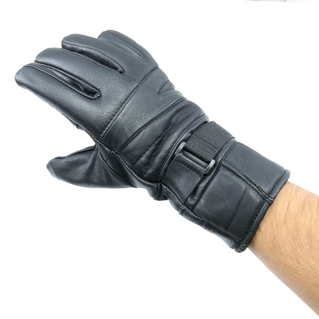 Perrini Motorcycle Gloves Leather Biker Gloves Black Color