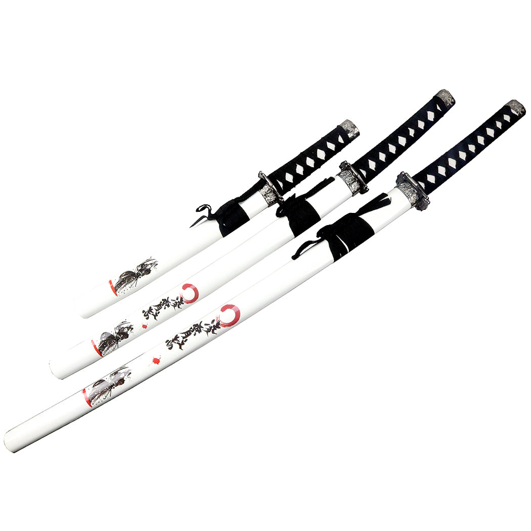 3pc White Dragon Samurai Sword Set Katana Deluxe Swords with Stand New