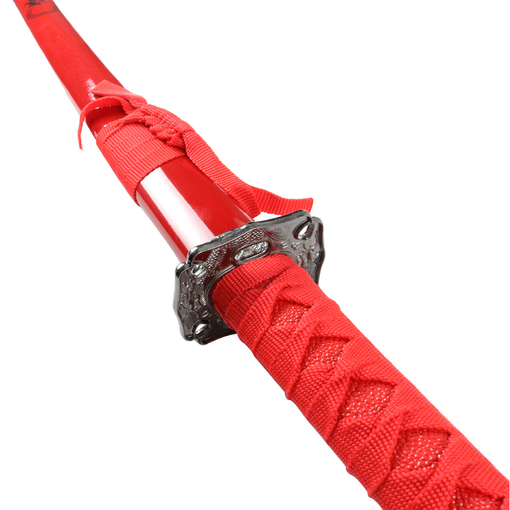 3pc Red Samurai Katana Sword Set Carbon Steel Blades with Stand Good Quality