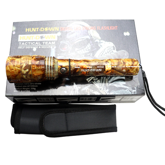 Hunt-Down Camo Color High Powered 1000 Lumens Self-Defence Aluminum Body Flashlight