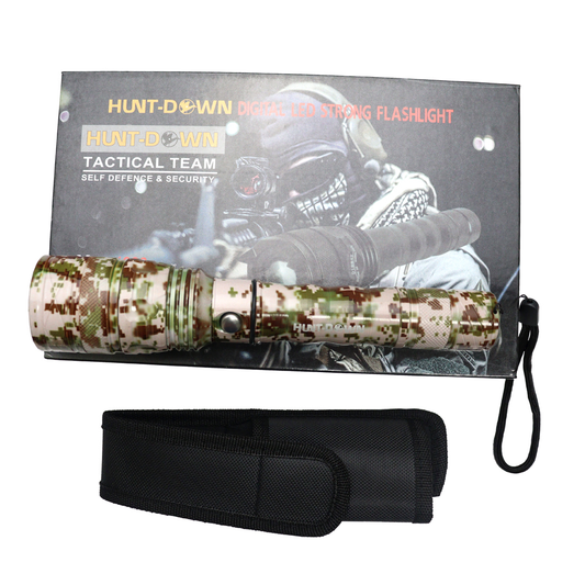 Hunt-Down Digital Color High Powered 1000 Lumens Self-Defence Aluminum Body Flashlight