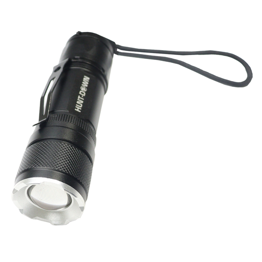 Hunt-Down High Powered Super Beam Mini Tactical Zoom Black Flashlight 1100 Lumens