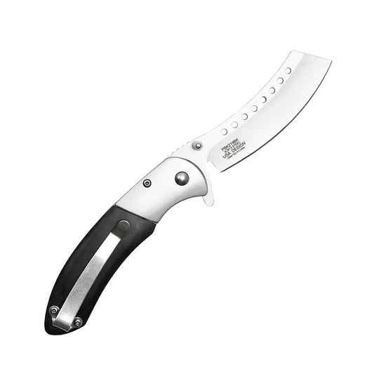 8" Silver Blade & Bolster Black Wood Handle Spring Assisted Folding Pocket Knife