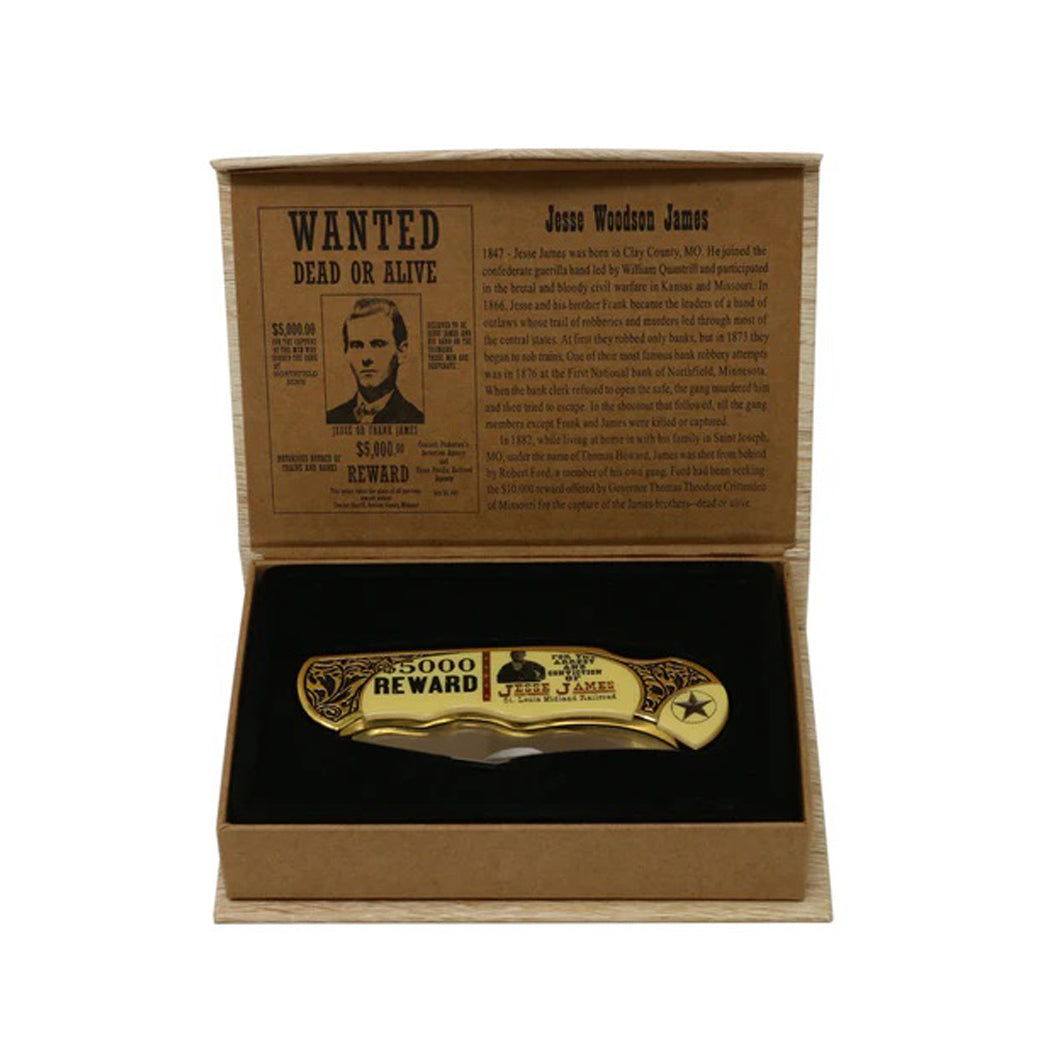 8" Jesse James Memorabilia Folding knife Drop Point Blade With Box