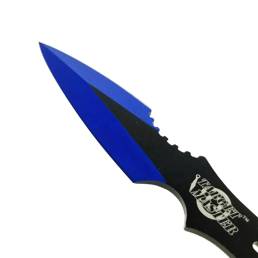 3 PC Set 5.5" Black & Blue Color Throwing Knife Set With Nylon Pouch