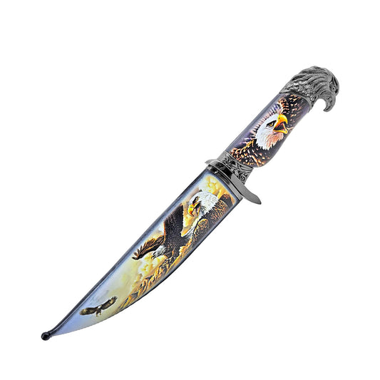 13.5" Eagle Head Stainless Steel Engrave Blade Fantasy Dagger With Scabbard