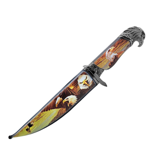 13.5" Fantasy Dagger Eagle Head Engrave Stainless Steel Blade With Scabbard