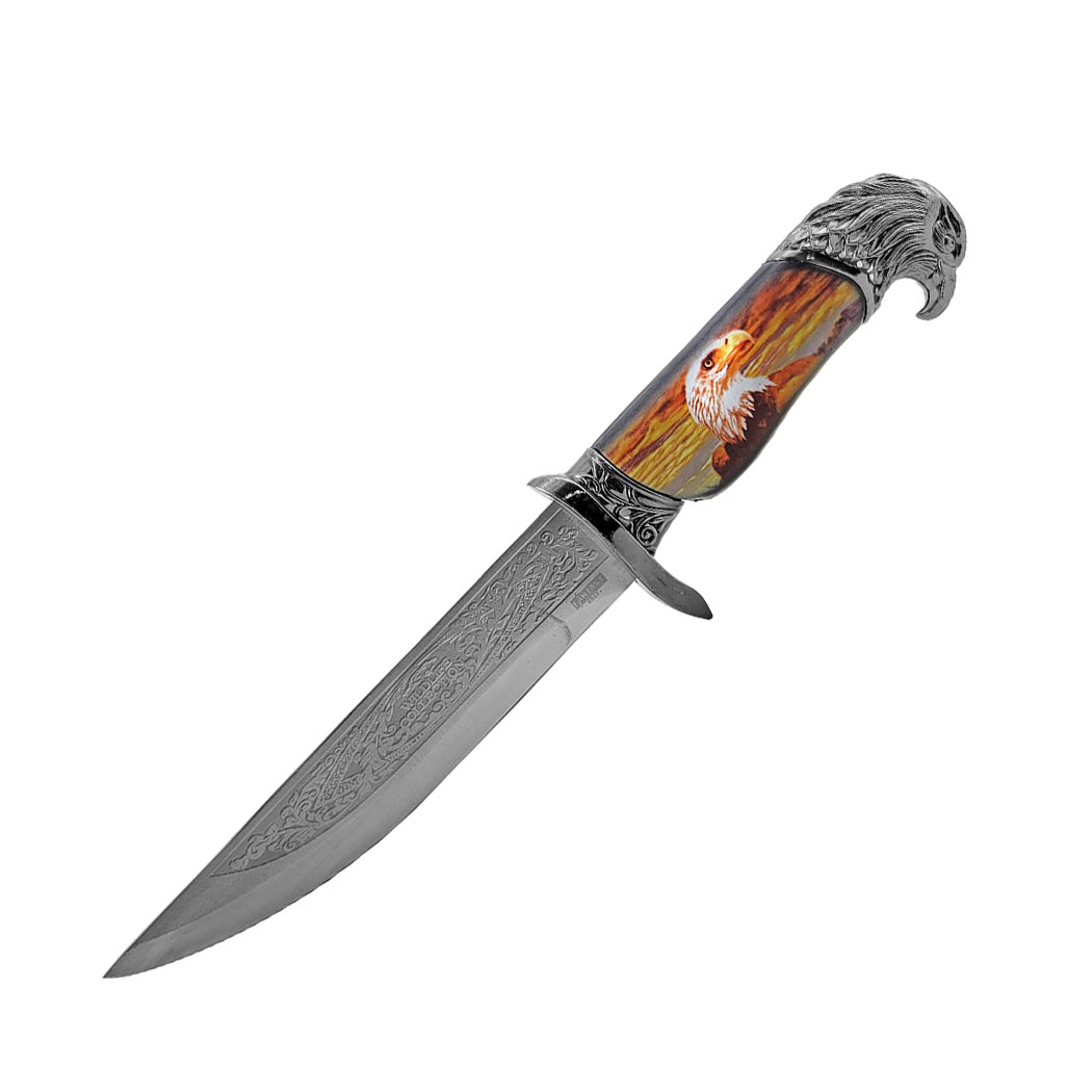 13.5" Fantasy Dagger Eagle Head Engrave Stainless Steel Blade With Scabbard