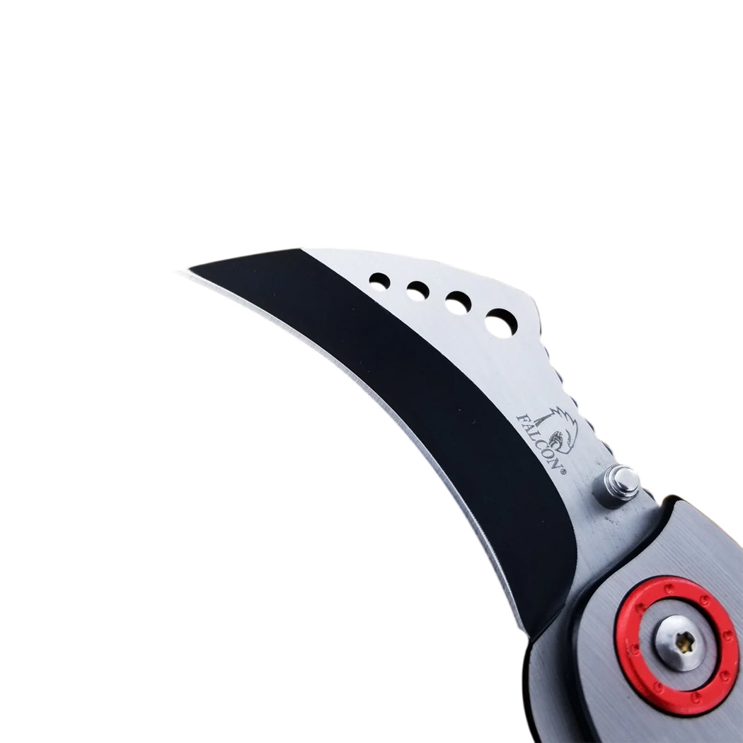 7" Silver & Red Karambit Stainless Steel Blade Spring Assisted Folding Knife With Belt Clip