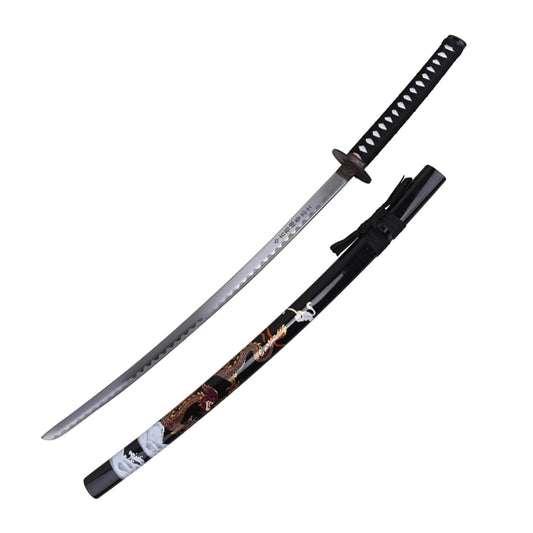 40.5" Black Collectible Dragon Design Katana Samurai Sword Ninja Style With Stand