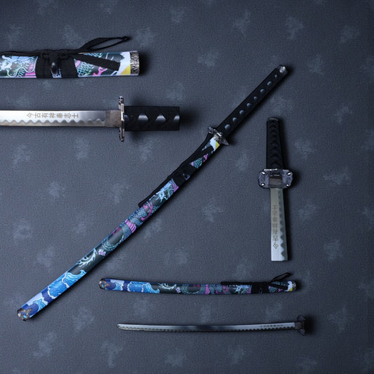 40" Black Dragon Design Japanese Samurai Katana Sword With Display Stand